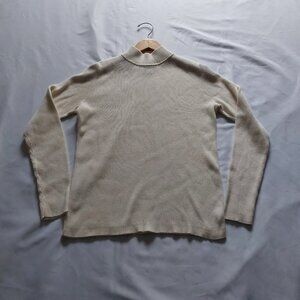 White Ribbed Mock Neck Turtleneck Sweater